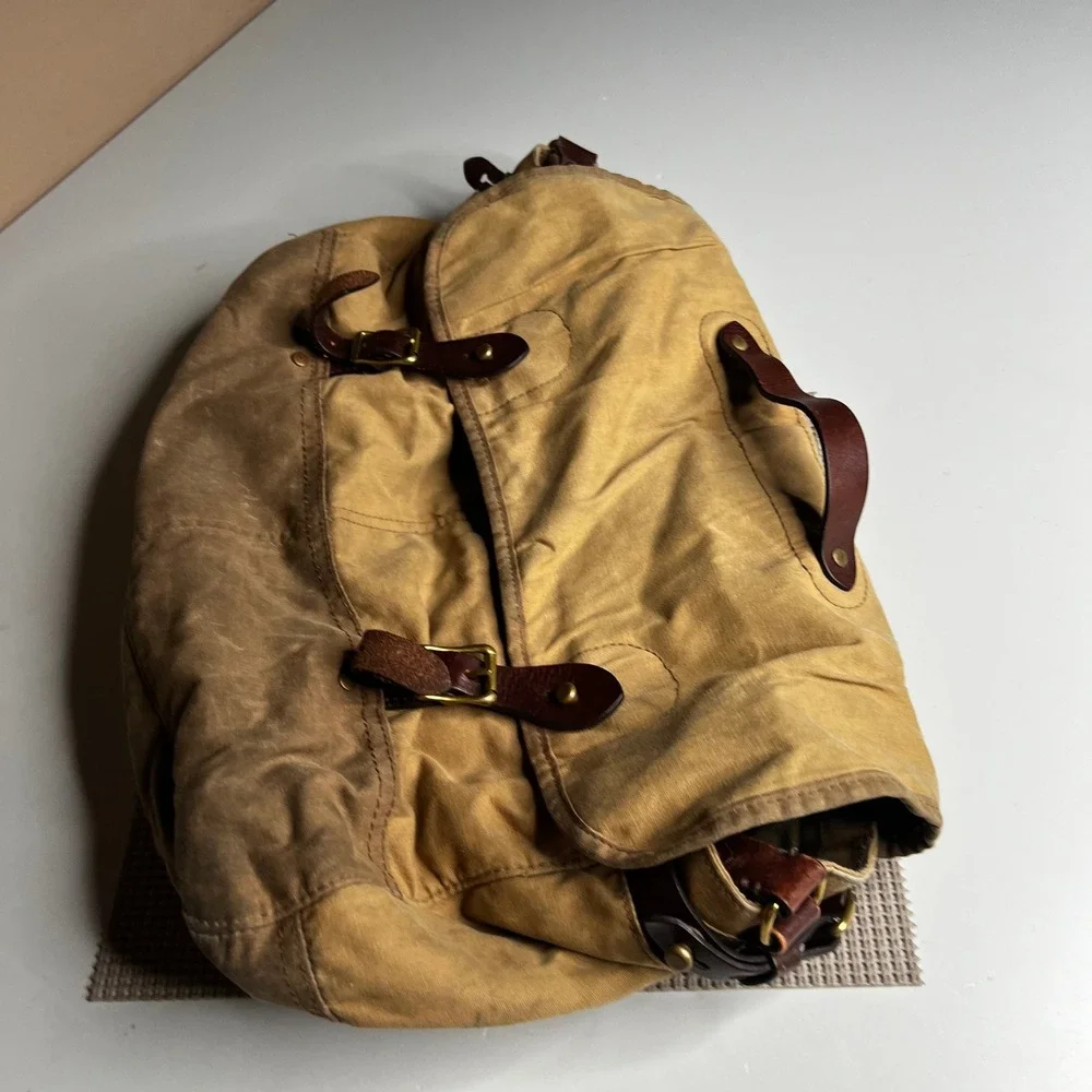 J.Crew Abingdon Messenger Bag Waxed Canvas Leather Field Satchel Laptop Bag